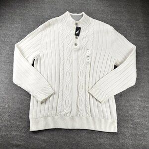 Nautica Men 2XL Chunky Knit Sweater Pull Over 4 Button Front NWT